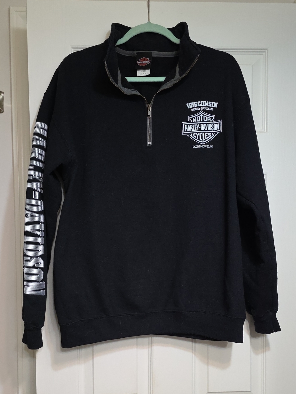 Harley-Davidson Men’s Black Half-Zip Sweatshirt with Sleeve Logo